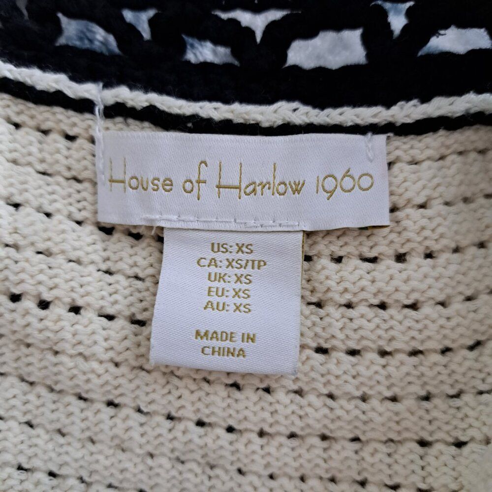House of Harlow 1960 Crocheted Cream Crop Top with Black Trim XS - Picture 3 of 7